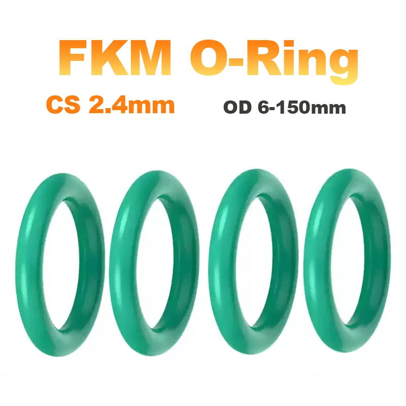 5Pcs CS 2.4mm FKM Fluorine Rubber O Ring OD 6/7/8/9/10/11/12/13/14-150mm Green Wear-Resistant/oil Resistant Sealing Ring Gasket