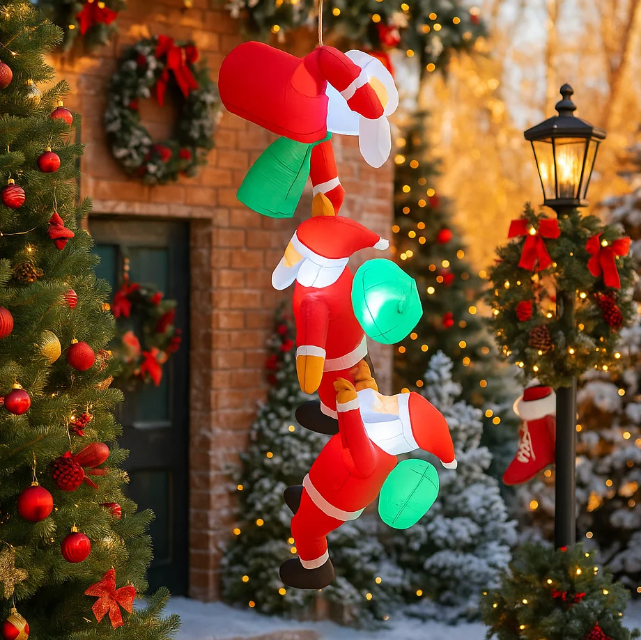 7.8피트 크리스마스 장식품 LED 장식이 있는 풍선 산타클로스 등반 장난감 가정 마당 장식 크리스마스 용품 야외 장식품