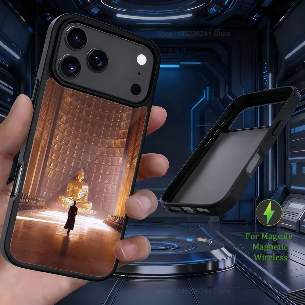 هاتف الكتاب المقدس الفني البوذي لهاتف iPhone 17,12,11,16,15,13,14,Pro,Max,Plus, Mini, For Magsafe, حافظة شحن لاسلكية مغناطيسية