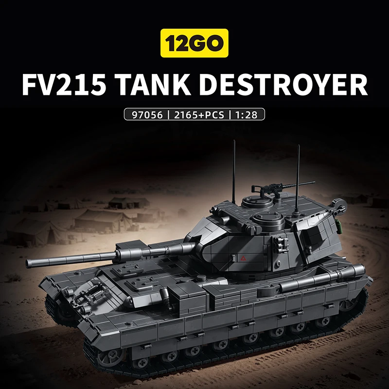 2165 pièces FV215 TANK DESTROYER, véhicule blindé à chenilles rétro robuste, jouet de construction à assembler, modèles de tourelles rotatives 97056