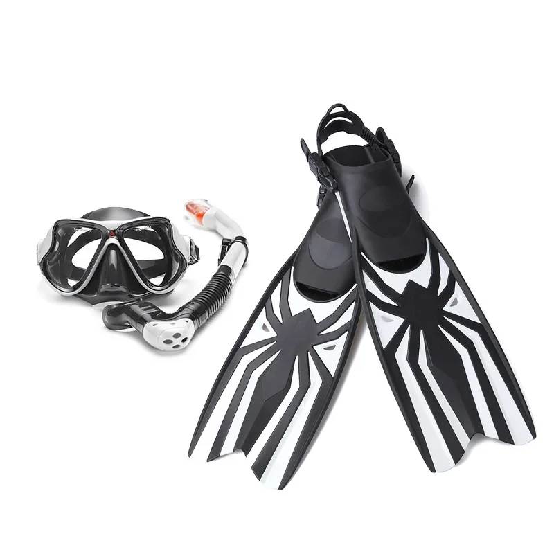 Adult snorkeling Sanbao open foot fins, frog shoe face mirror diving goggles