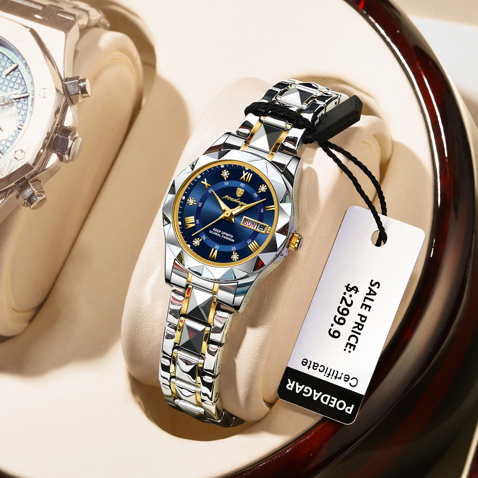 POEDAGAR Роскошные женские кварцевые часы светящиеся водонепроницаемые женские часы с датой недели модные женские наручные часы из нержавеющей стали Reloj