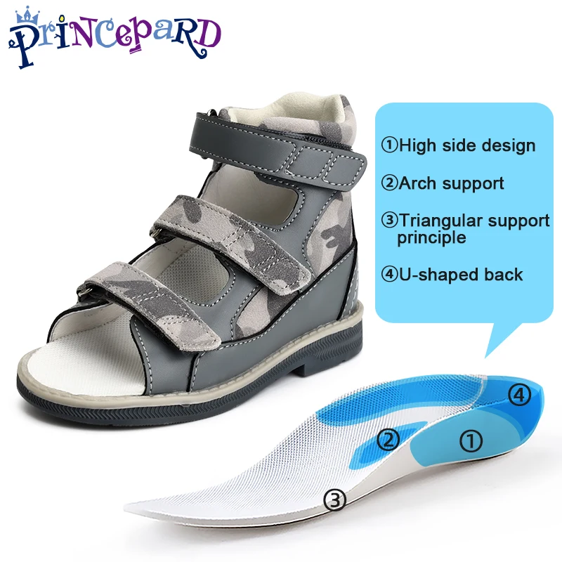 Ankle Support Children\'s Corrective Orthopedic Shoes Princepard Summer Girls Boys High-top Sandals with Arch and Ankle Support