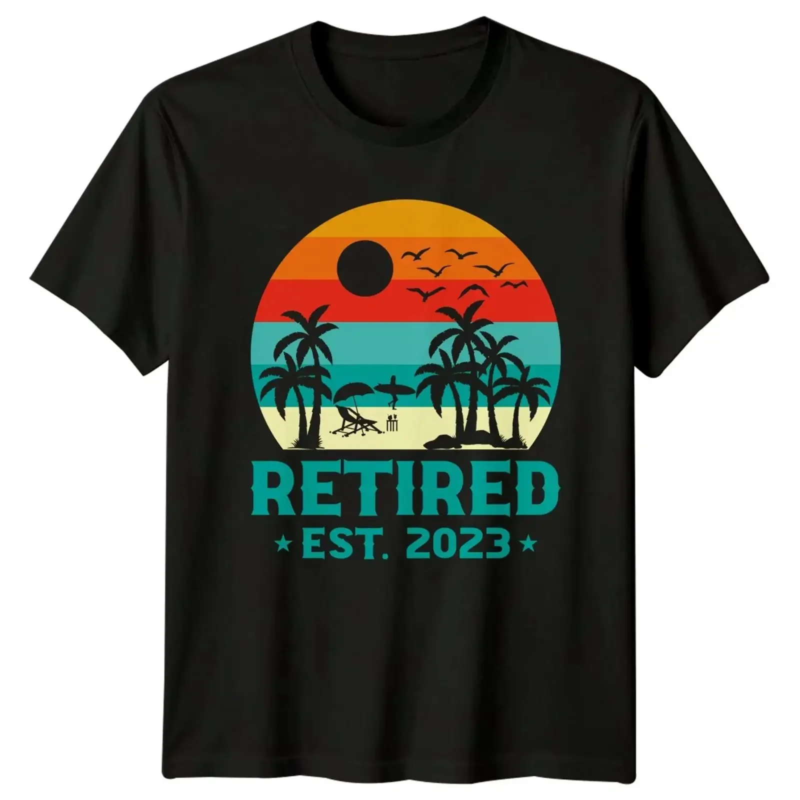T Shirt Rentner Est 2023 Strand Reise Ruhestand Geschenk für Sie und Ihn vintage Washed Stretched Top For Everyday Wear