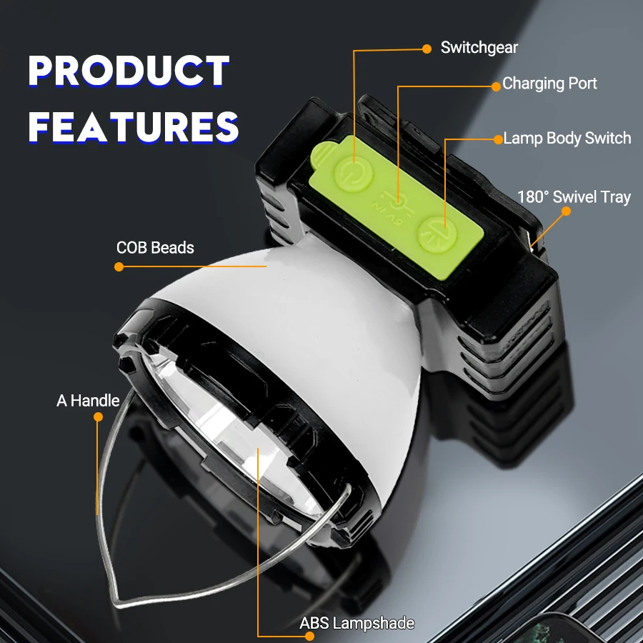 Super Bright LED Rechargeable High-power Headlights Torch Lamp Emergency Charging Outdoor Head Flashlight Fishing Lantern