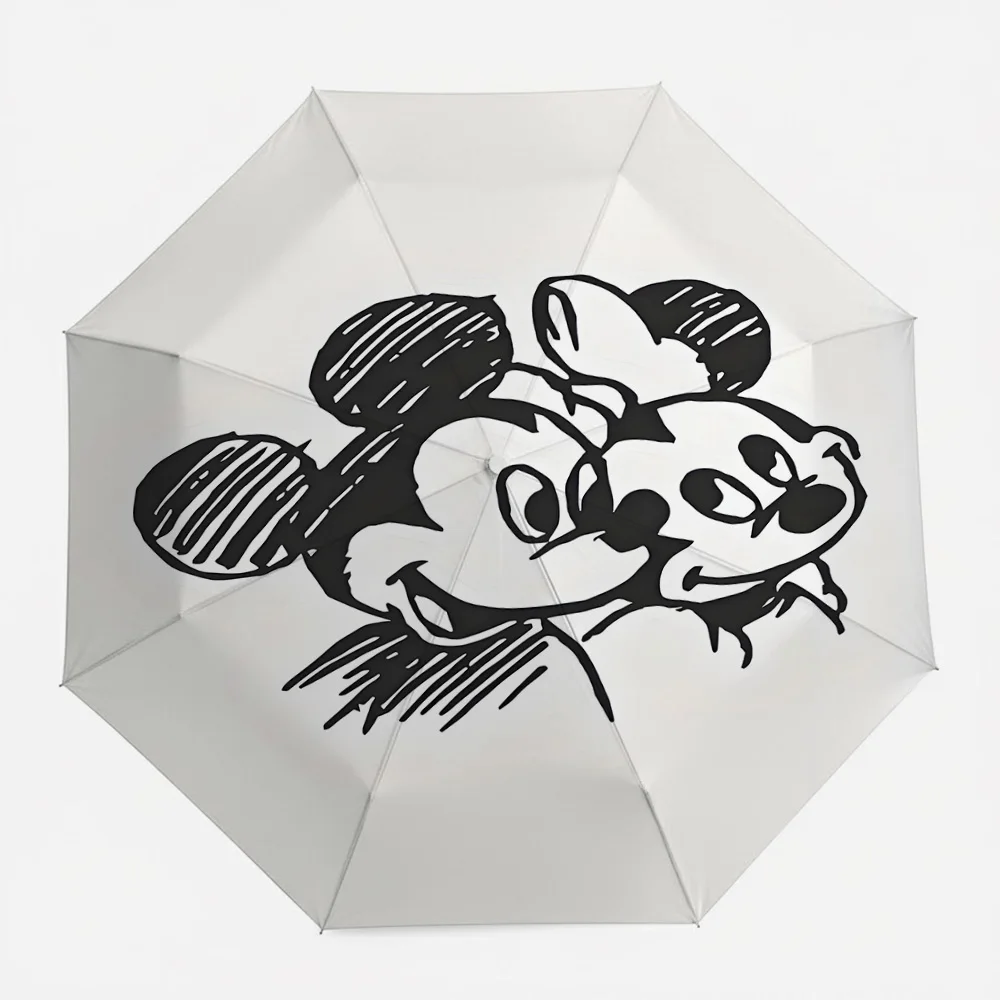 

Автоматический складной зонт с черно-белым рисунком Микки и Минни Маус от Disney, портативный, водонепроницаемый, ветрозащитный, для путешествий