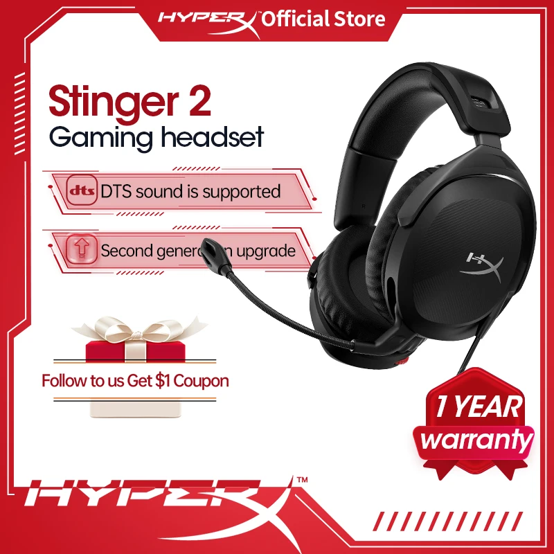 Original HyperX  Cloud Stinger 2 Gaming Headset Headphones With Microphone For PC PS4 Xbox Headphone