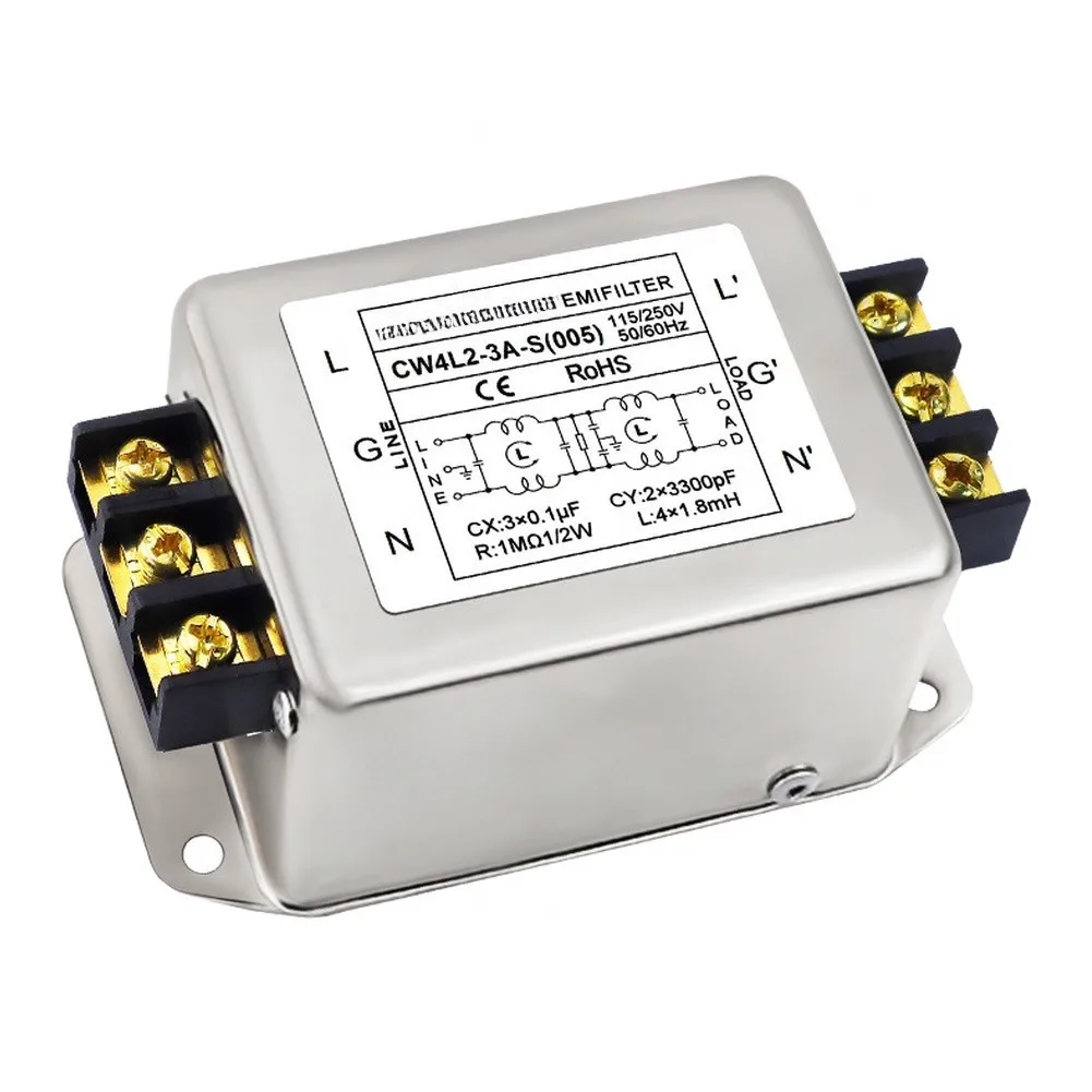 Single Phase Bipolar PowerSupply Filter CW4L2-2S DIN Rail Mount Anti For EMI Noise Suppression For Industrial Equipment