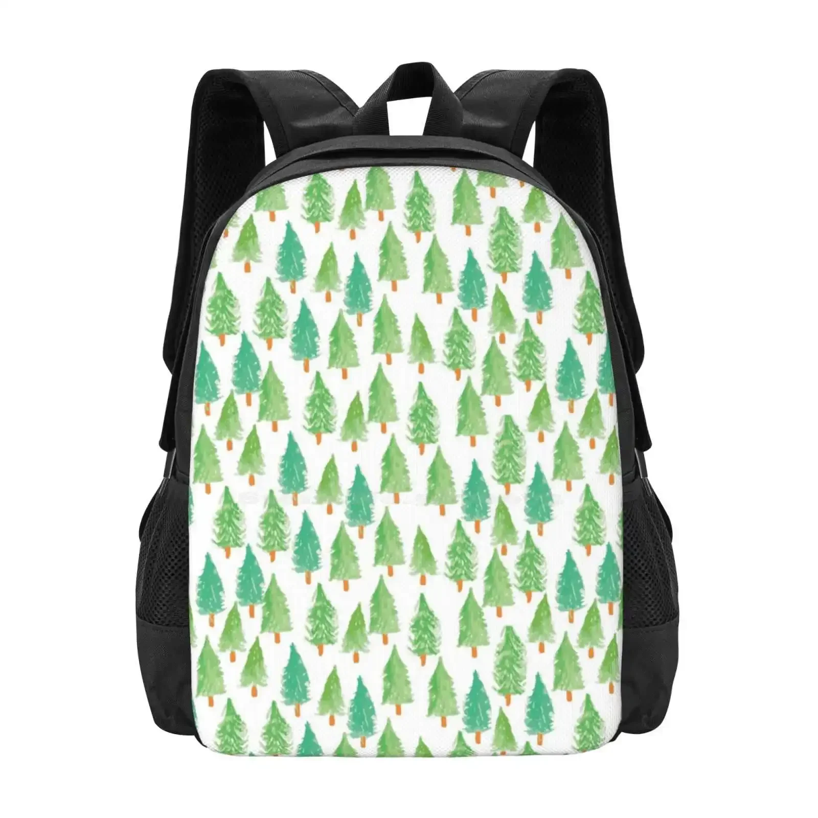 

Watercolor Christmas Trees Hot Sale Schoolbag Backpack Fashion Bags Cute Christmas Pattern Cute Christmas Watercolor Christmas
