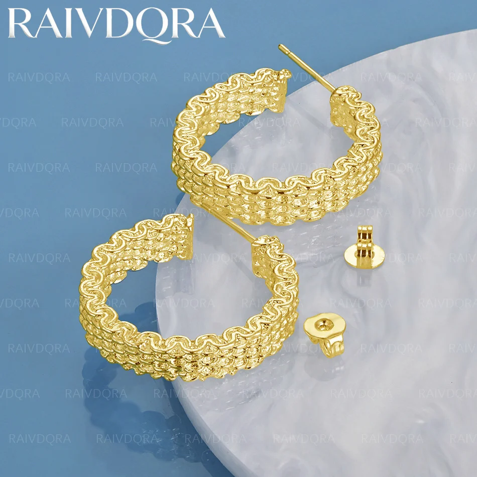 18K Gold Plated Chain Stud Earrings For Women Fashion Grace Classic Jewelry Birthday Gifts Party Wedding Accessories