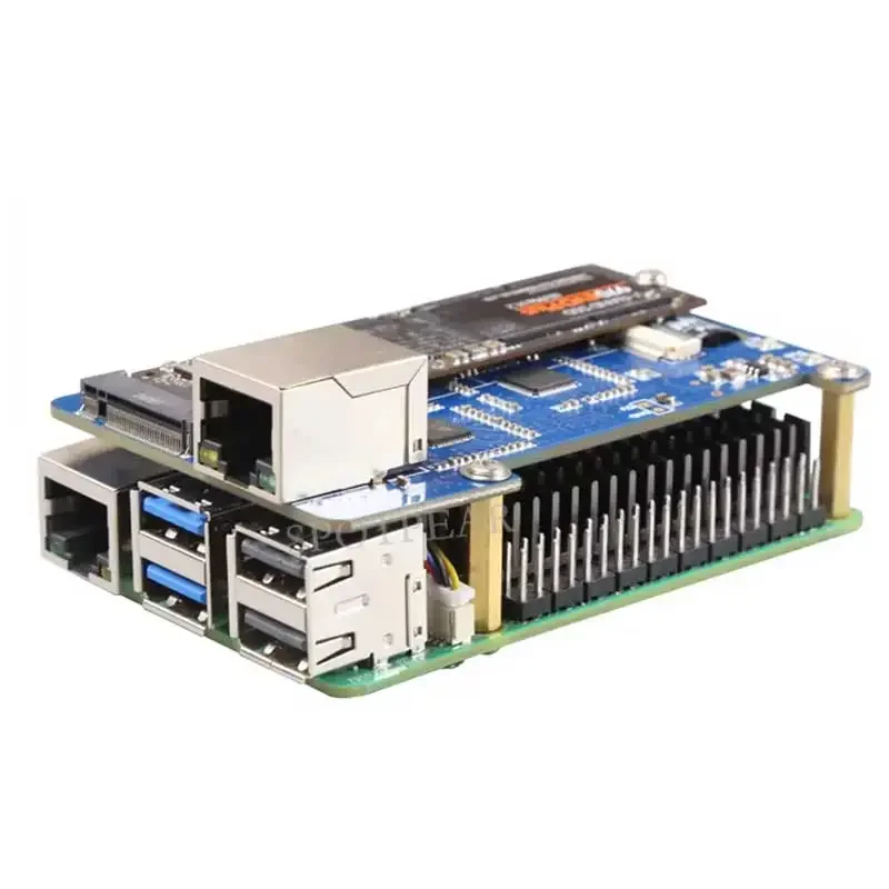 MPS2.5G Raspberry Pi 5 PCIe إلى NVME SSD و2.5G Ethernet RJ45 HAT RTL8125 2280 2242 2230