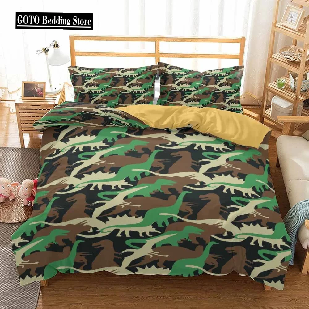 

3d Camouflage Jurassic Dinosaur Duvet Cover Sets for Boy Teen Bedding Set Winter 100% Polyester Comforter Cover Pilowcases Beds