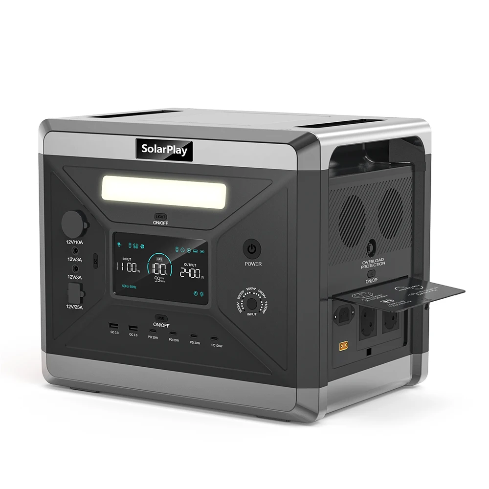 SOLARPLAY 2400 W (4800 W Spitze) tragbares Kraftwerk LiFePo4-Batterien 220 V AC-Steckdosen Leistung 2160 Wh Solargenerator Wohnmobil Wohnmobil