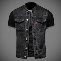 2024 new men's denim jacket motorcycle vest retro fashion motorcycle riding clothes casual versatile denim vest men's clothing