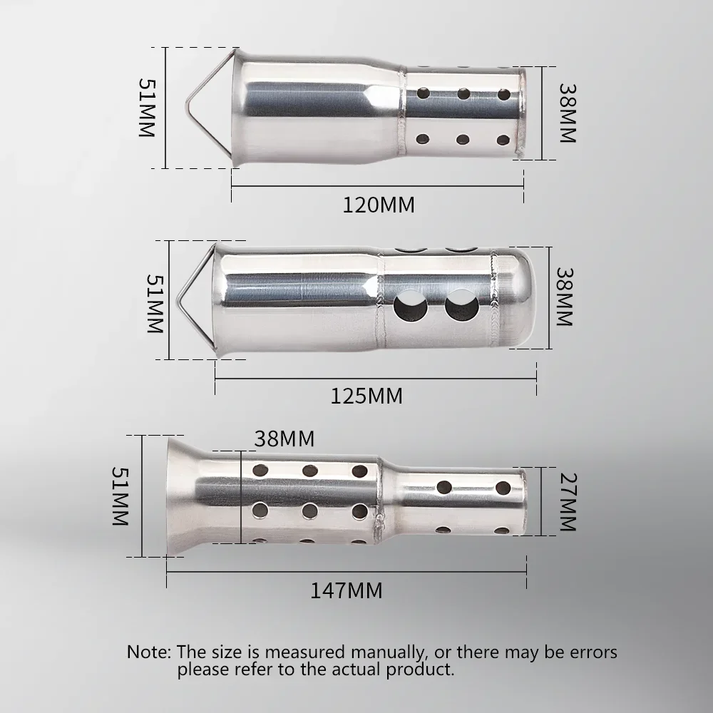 범용 프론트 미드 엔드 촉매 DB 킬러, 오토바이 배기 머플러 소음기, 소음 제거기, 51mm