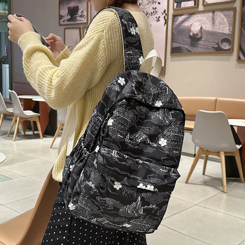 

Рюкзак в китайском стиле с большой вместительностью и несколькими карманами, повседневный рюкзак, подходящий для ежедневного и студенческого использования.