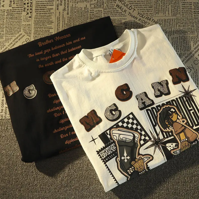 T-shirt da donna Y2k t-shirt a maniche corte di marca di moda americana retrò per uomo Top a mezza manica stile Ins sciolto e Versatile