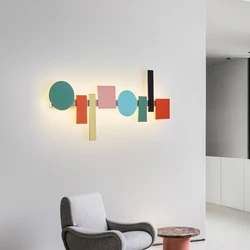 Art Design LED Wall Lamp Colorful Metal Indoor Hotel Hall Foyer Dining Room Wall Light  New Style