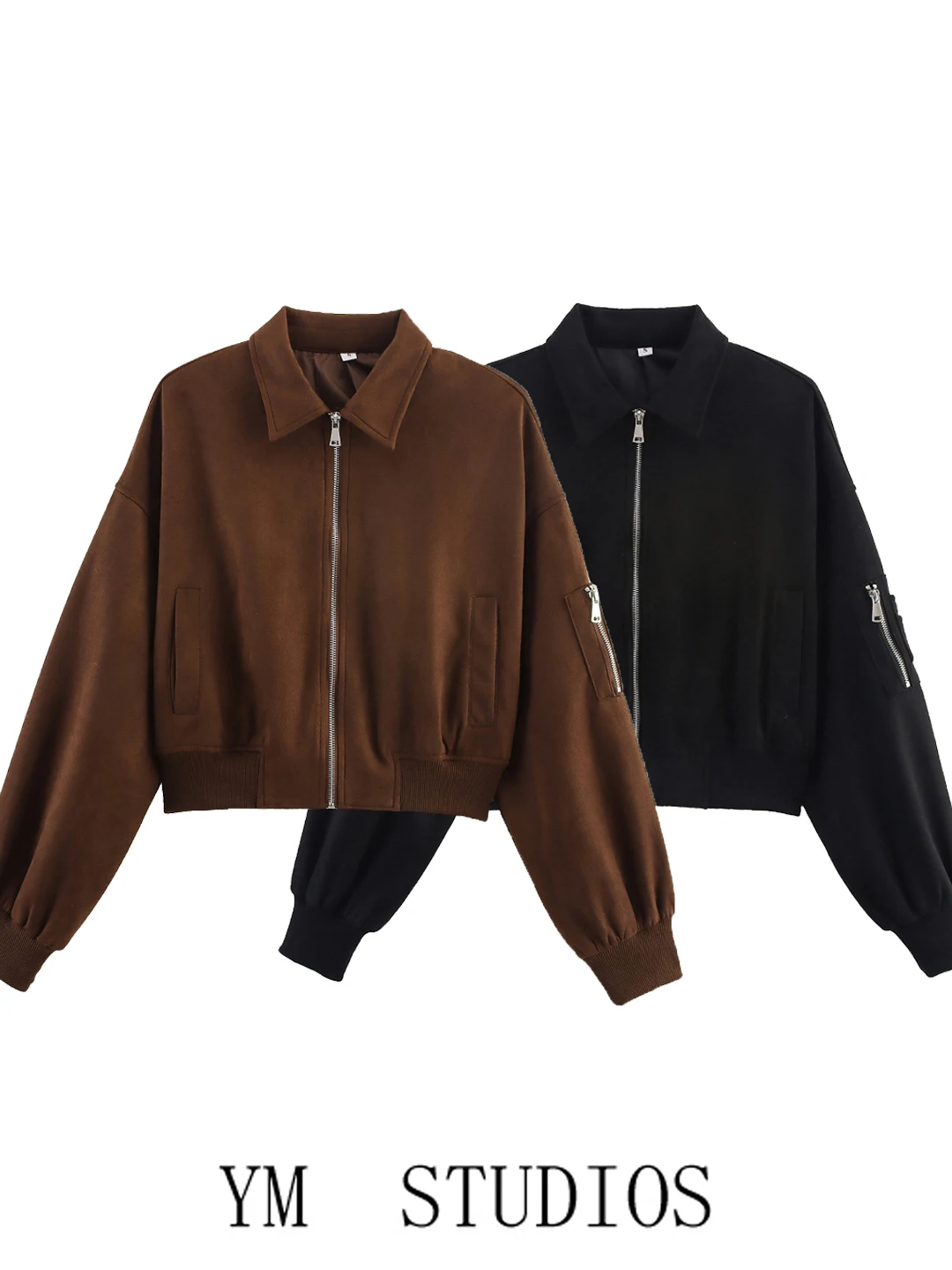 

Casual Sle Women's ort Jaet Zipper Waist Exposure Turn-down Collar American Sle Outerwear Spring 2026 Ladies' Faion