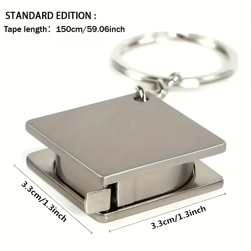 150cm Measuring Tools Stainless Steel Retractable Ruler Tape Measure Keychain Key Ring Gauging Tools Keyring Pull Ruler