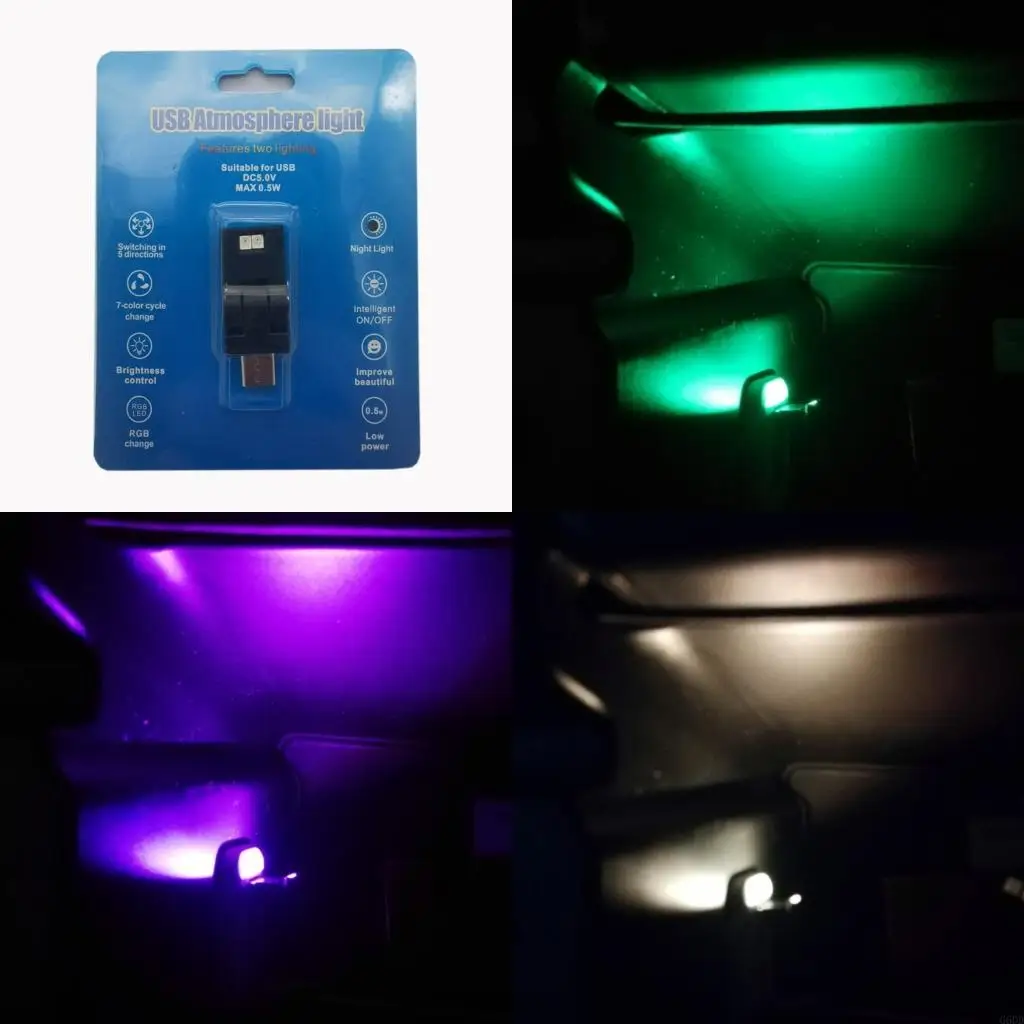 G6DD ô tô USB C Cổng không khí ánh sáng đa màu Điều khiển chế độ thở