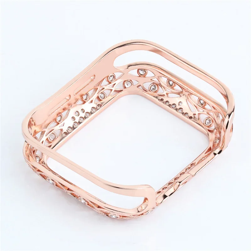 FF-51A 럭셔리 여성용 금속 조각 커버, 애플 워치 6 SE 5 4 3 다이아몬드 범퍼, 아이워치 40mm 44mm 38mm 42mm 블링 쉘