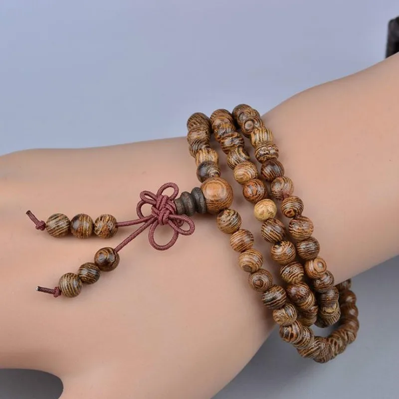 Multilayer Wenge Prayer Beads Tibetan Buddhist Mala Buddha Bracelet Rosary Wooden For Women Men