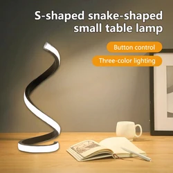 LED Modern Minimalist Spiral Desk Lamp Wire Controlled Table Lamp Three Color Creative Ambient Light Bar Room Decor Night Light