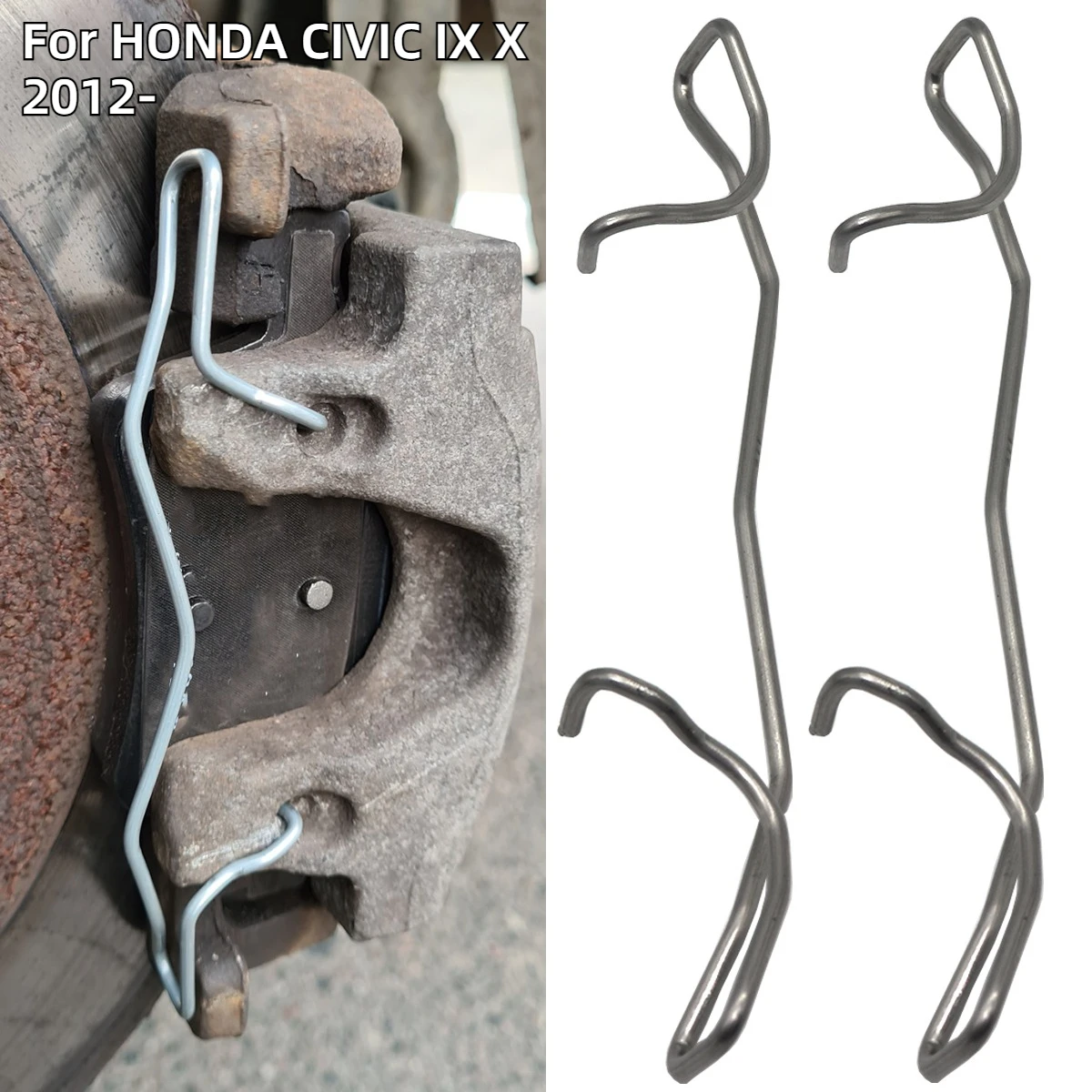 2pcs Rear Left Right Brake Pads Fittings Caliper Spring Fit Retainer Anti-Rattle Clip Fix Repair Kit For HONDA CIVIC IX X 2012-