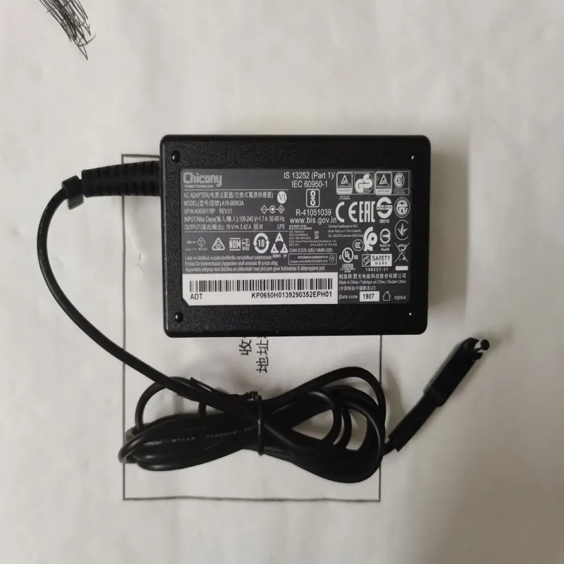 

OEM Slim 19V 3.42A 65W A18-065N3A(3.0mm*1.1mm) A065R178P For Acer Spin 5 SP513-52N-888R Laptop Original Puryuan AC Adapter