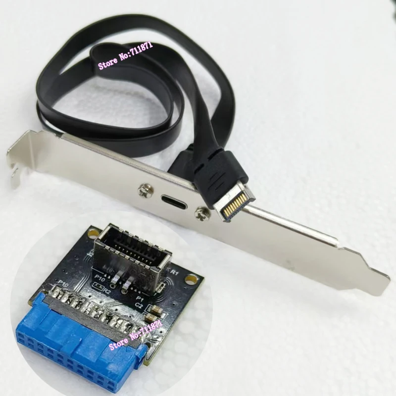 メインボード前面USB IDE 20ピン - USB3.1 Type E Cアダプターコネクタケーブル USB 3.1 Type E オス - USB Type C メス（パネル付き）