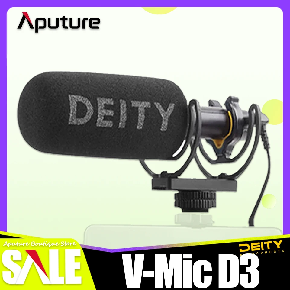 

Aputure Deity V-Mic D3 Microphone 50-20K Hz Supercardioid Condenser Hanging Mic for Camera Smartphone Interview with 3.5mm TRRS