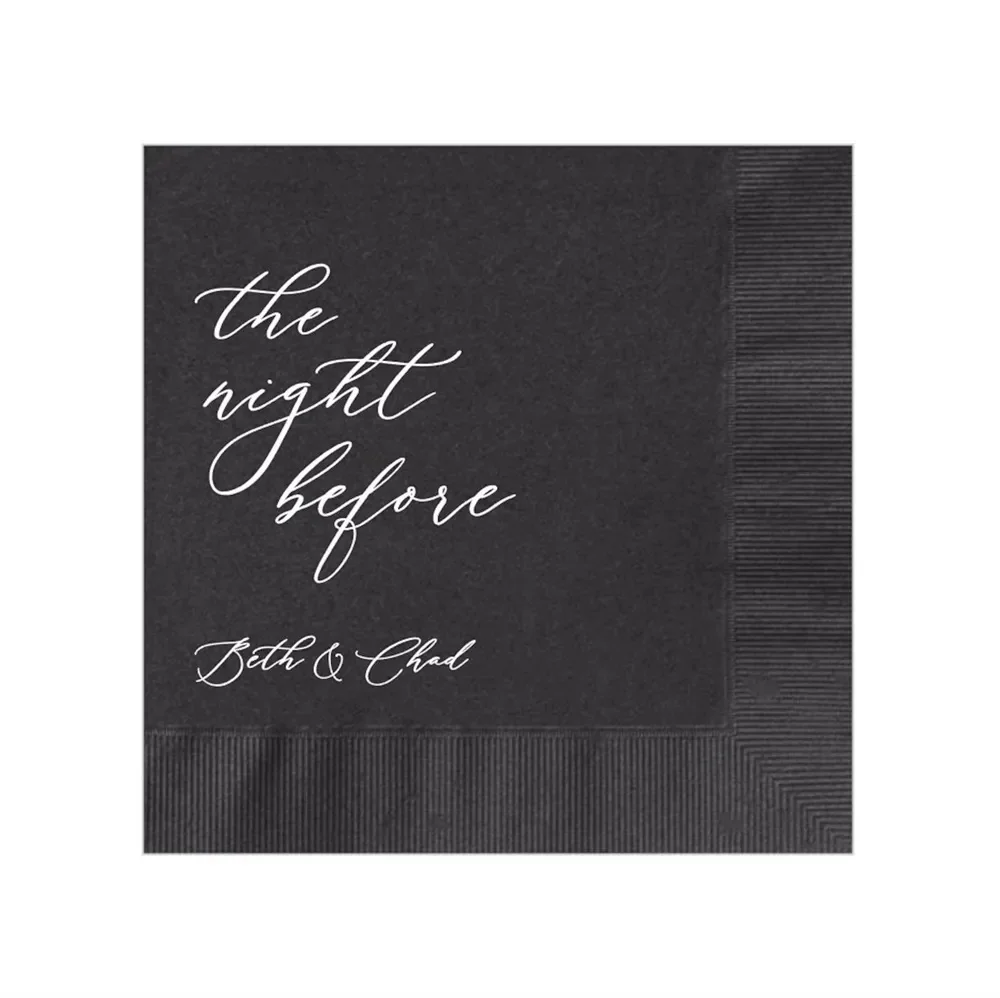 

Personalized Rehearsal Napkins Custom Printed The Night Before Beverage Cocktail Luncheon Dinner Guest Towel Napkins Imprinted