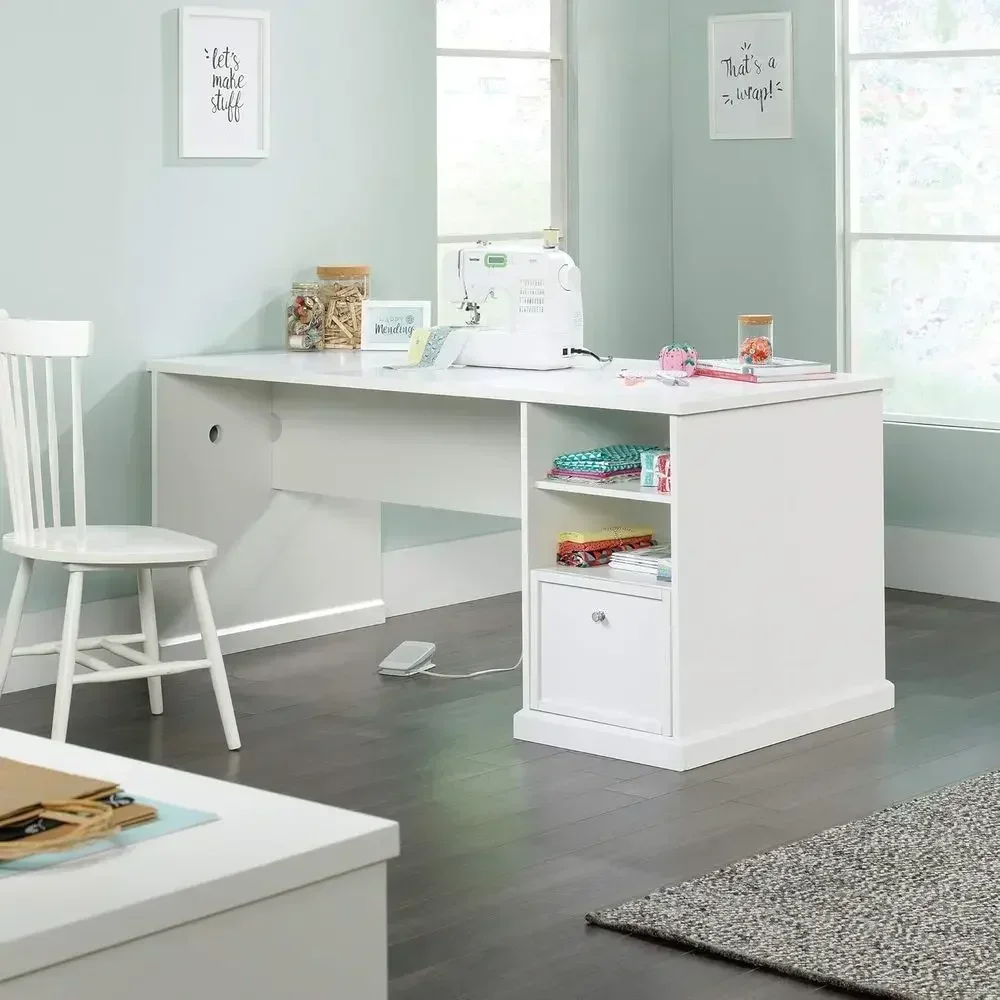 Pro Series White Finish Crat Table and Pantry Cabinet