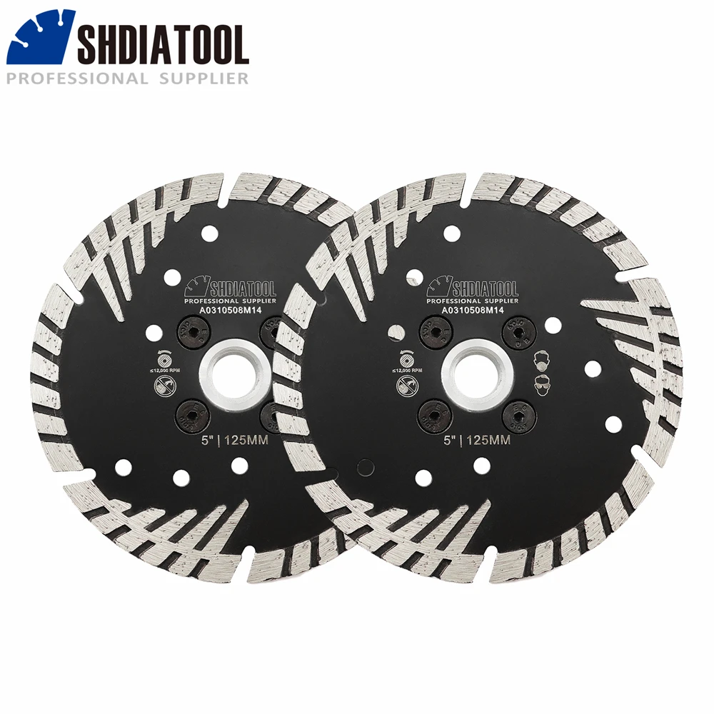 

SHDIATOOL 1/2Pcs Turbo Diamond Saw Blades Protection Teeth Cutting Disc Marble Stone Tile Dia125mm Cutter Plate With M14 Flange