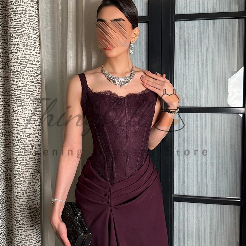 Thinyfull 2026 Mermaid Prom Evening Dresses Saudi Arabia Sleeveless Lace Side Slit Party Dress Cocktail Prom Gowns Customized image 3