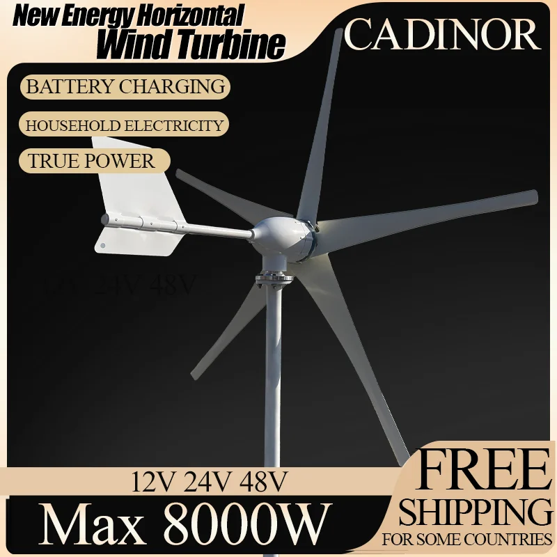 

Electricity Generation Wind Turbine Generator 8000W 12V-48V 3 blades With MPPT Controller Portable Windmills Renewable Energy