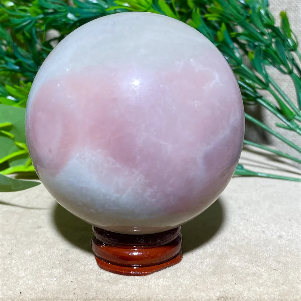 

Pink Opal Ball Natural Stone Sphere Crystal Healing Room Decoration Meditation Reiki Witchcraft Gemstone+Stand