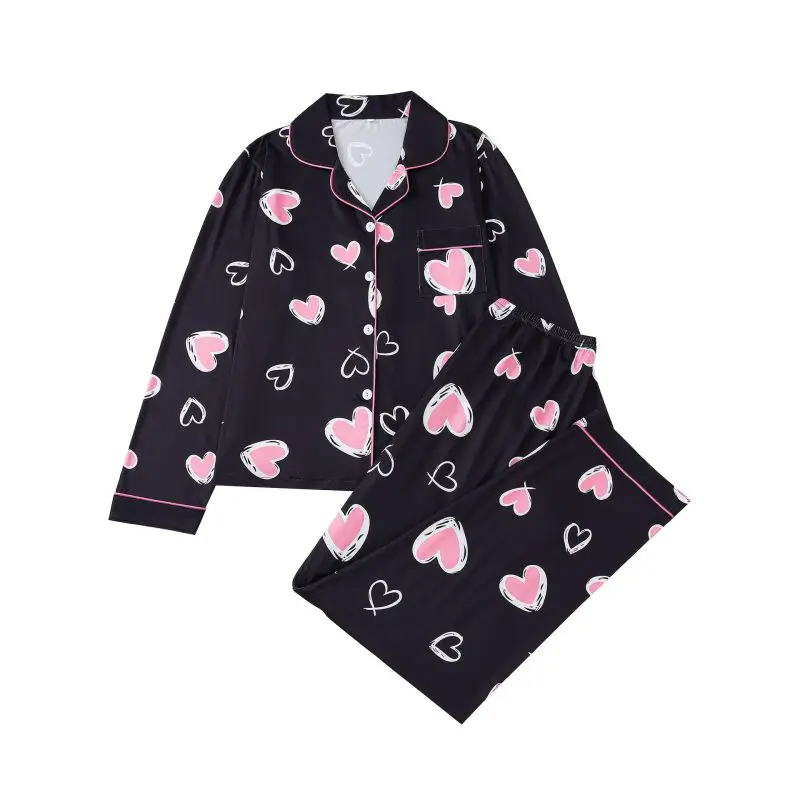 

Women Sleep Wear Long-sleeved Long Trousers Pajamas Set Female Home Clothes Plus Size Two-piece Suit for Homewear