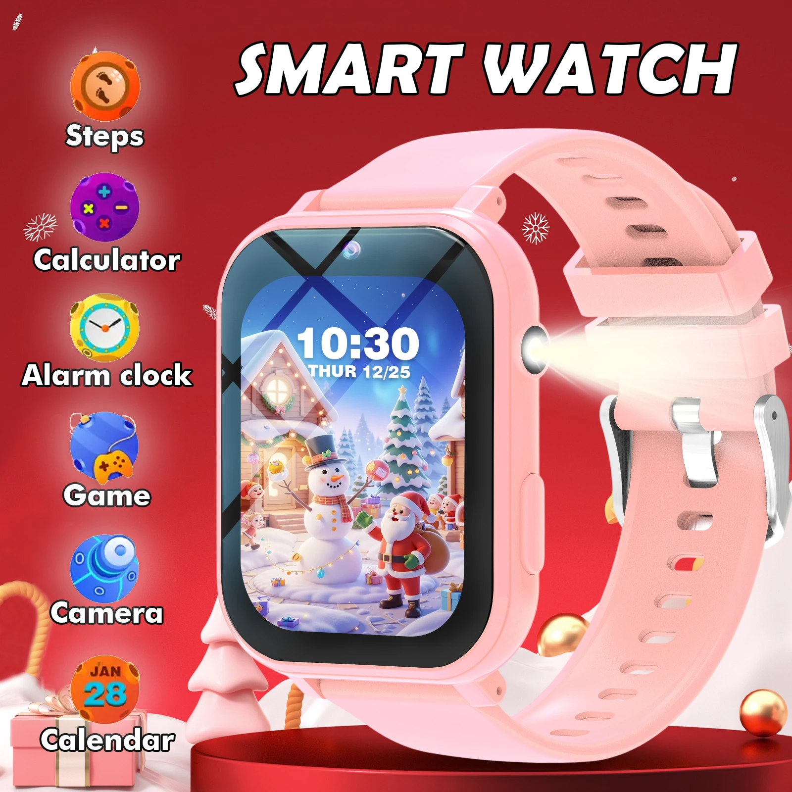 

Kids Smart Watch with Camera, Album, 18 Games, Calculator, Calendar, LED Light, Perfect Holiday Gift for Children