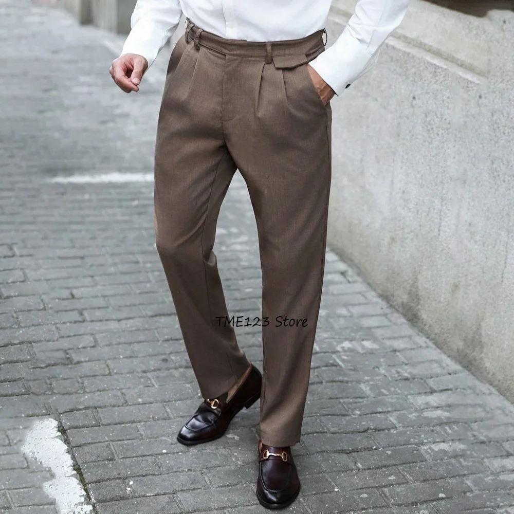 

Рабочие брюки для мужчин, деловые повседневные прямые брюки, однотонные, полиэстеровые, приталенные, классические мужские брюки, брюки пошив