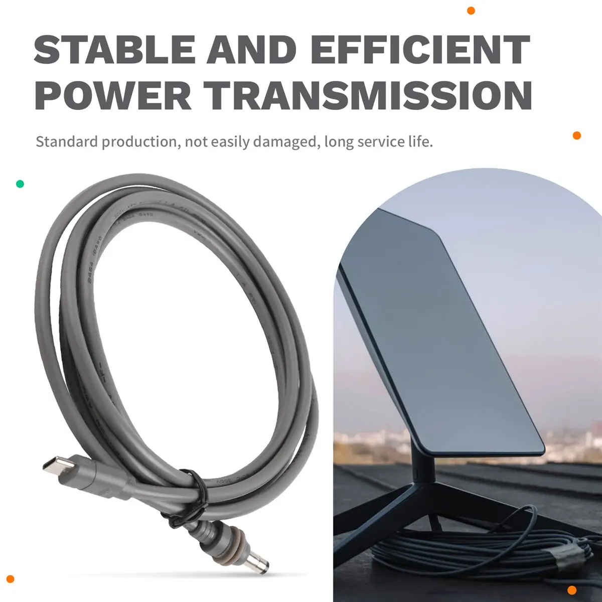 (A23G) 2M Power Cable for Starlink 100W DC to Type-C Charging Cable Outdoor IP67 Waterproof Extension Cable