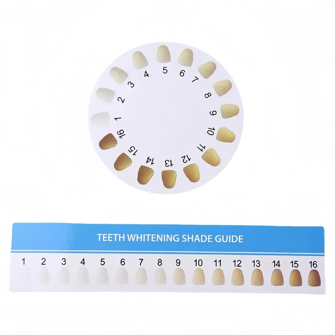 5PCS 16 Color Dental Color Comparison Card Board Tooth Color Chart Tooth Shade Guide Disposable Teeth Whitening Contrast Chart