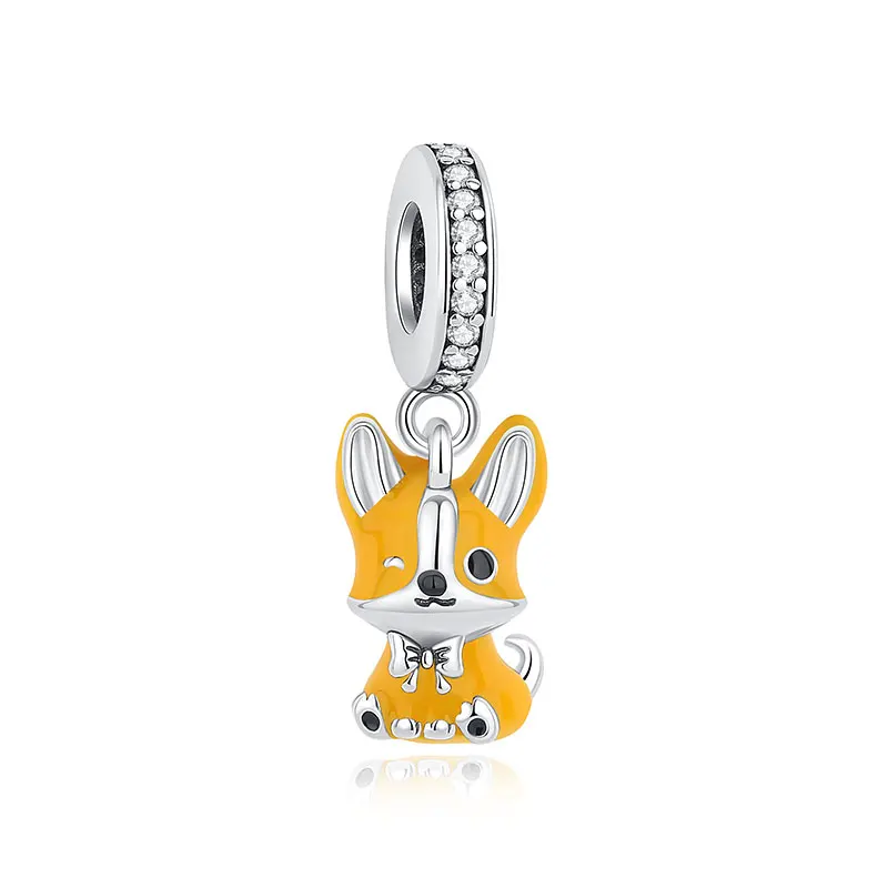 Original 925 Sterling Silber Charms Liebes-Tiermotiv Hund Katze Pfotenabdruck Anhänger Perlen Passend für Marken-Armbänder Halsketten Damen DIY Schmuck