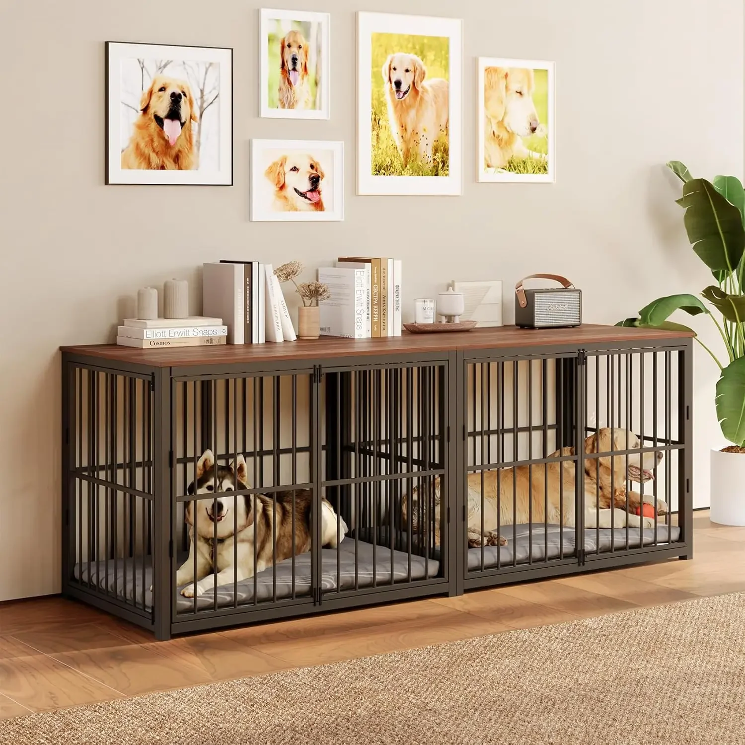 

Large Dog Crate Furniture for Large Breed Dogs - Indoor Wooden Dog Kennel Crate End Table with Removable .