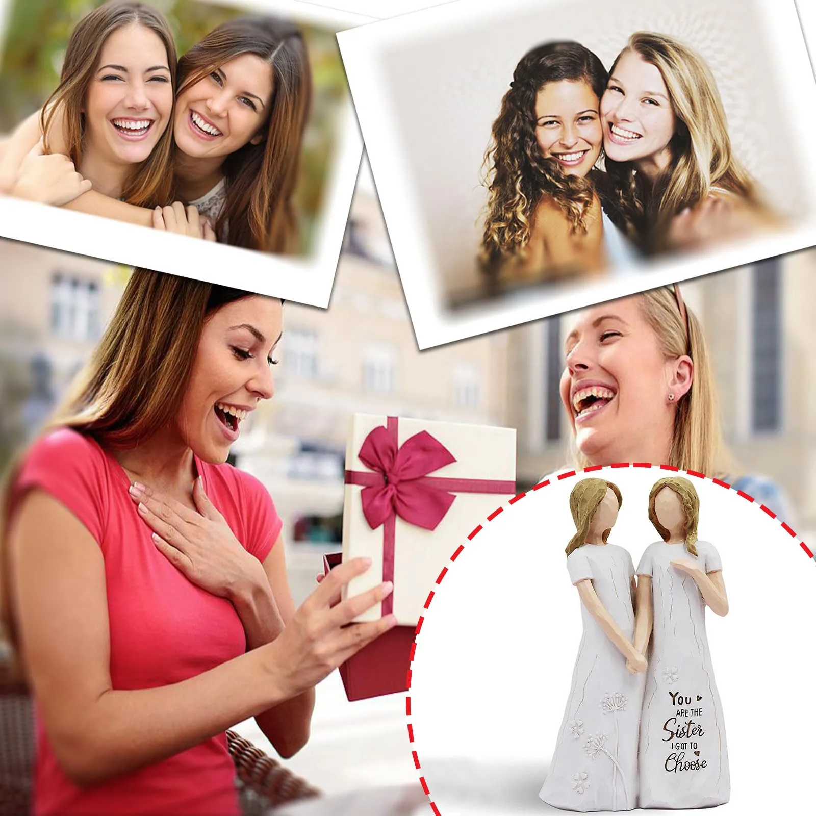 Hand In Hand Girl Figure Good Sister Theme Best Friends Statue Sculpture Ornaments Home Decor Anniversary Wedding Keepsake Gift
