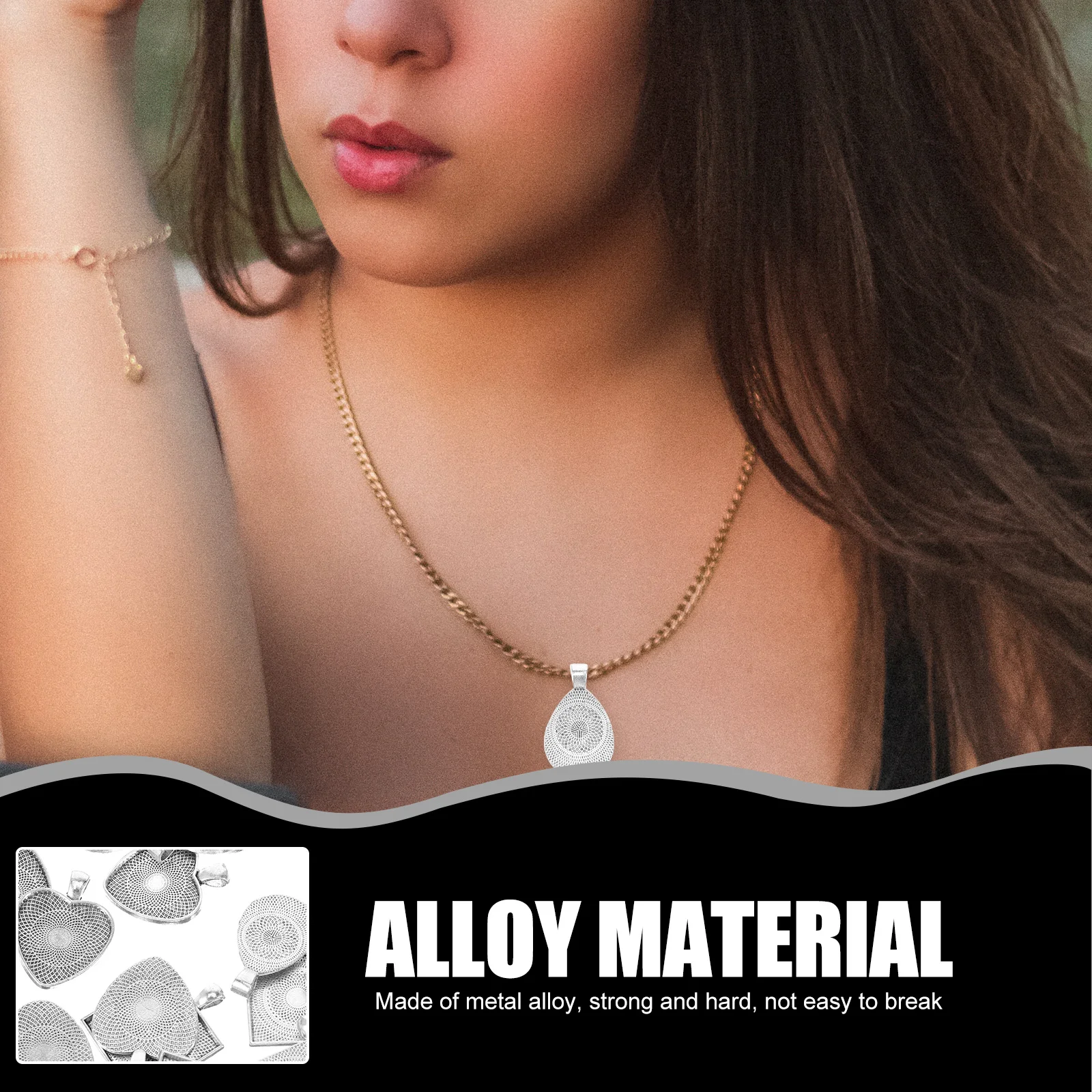 

24Sets Bronze Alloy Pendant Trays Clear Glass Dome Tiles DIY Jewelry Making Accessories Round Oval Square Heart Shapes