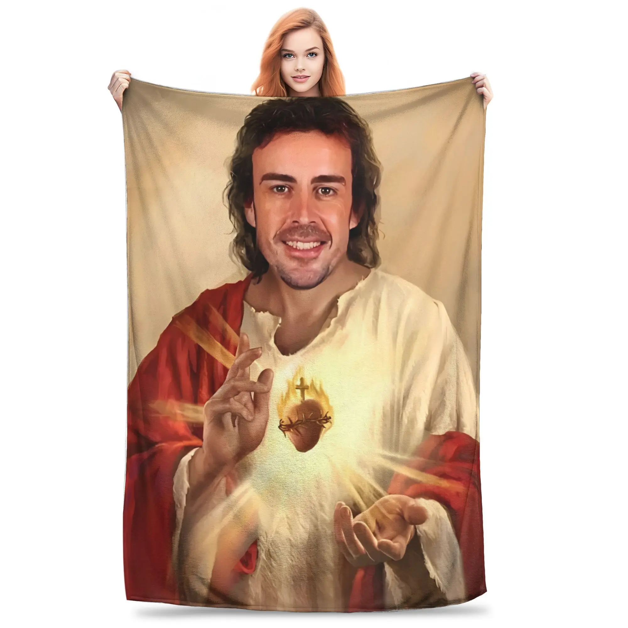 Fernandos Alonsos Saint Blanket Quality Soft  Throw Blanket Winter Kids Outdoor Aesthetic Bedspread