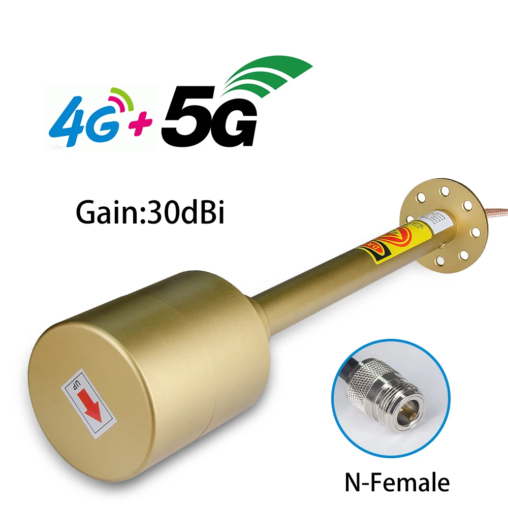 

5G 4G Premium Antenna Feed Dual Band 1700-2700MHz 3300-3800MHz 30dbi Feedhorn Long Range Mimo for Parabolic Dish Grid Router