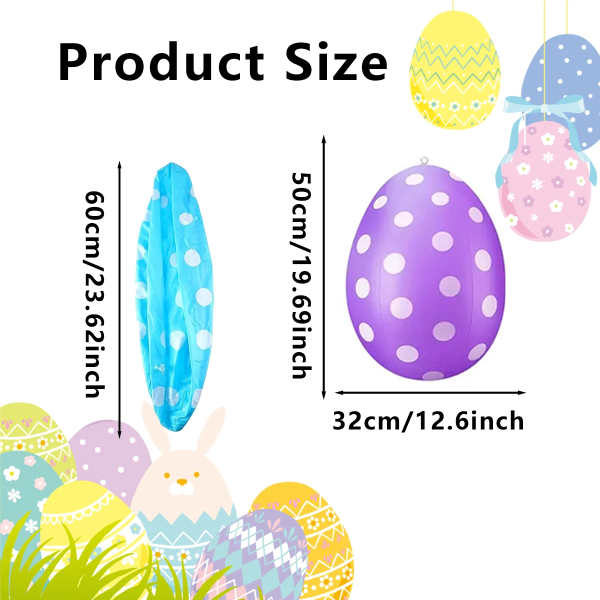 20 inch inflatable Easter egg decoration - the key to joyful festivals, colorful Easter egg decorations for courtyards, lawns, g